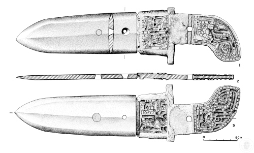 鑲嵌綠松石銅內玉戈